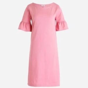 J. CREW Ruffle Bell Sleeve Casual Cotton Shift Dress Size Small Spring Summer